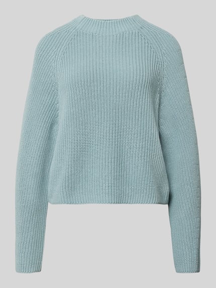 Produktfoto, Pullover mit Raglanärmeln Modell 'Ponusa' von OPUS in einfarbigem Hellblau, reine Baumwolle, grobe Strickstruktur, Rundhalsausschnitt, gerippte Abschlüsse