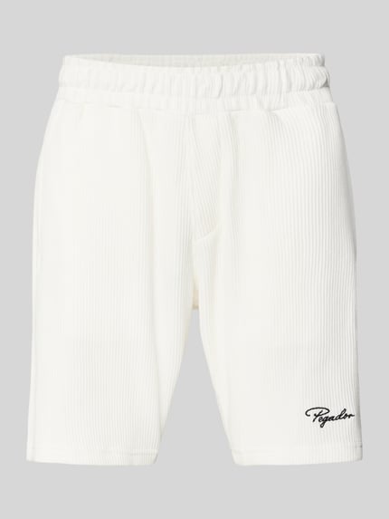 PEGADOR Shorts in Ripp-Optik mit Label-Stitching Modell 'SIGNAR' Offwhite 2