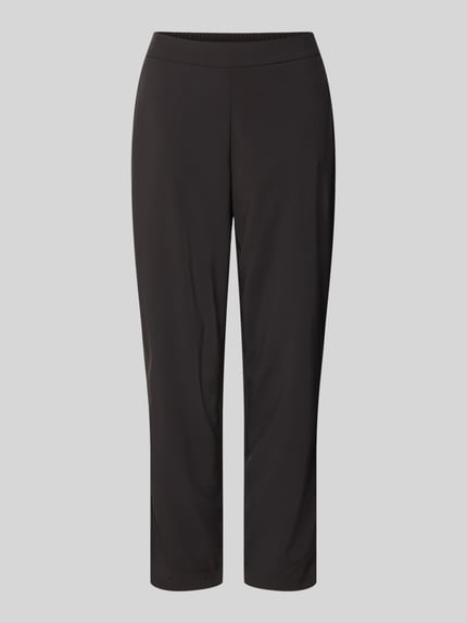 Productfoto, Hose in verkürzter Passform Modell 'Charlie' van Someday, dames broek in materiaalmix met stretch, verkort, elastische band, achterzakken, bandwijdte maat 36: 39 cm, binnenbeenlengte maat 36: 67 cm, kleur effen zwart, rechte vorm, gladde textuur