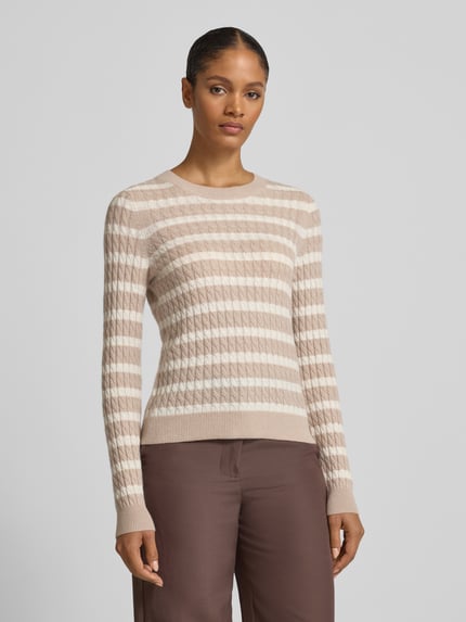 Christian Berg Woman Strickpullover aus Kaschmir mit Rundhalsausschnitt Beige 4