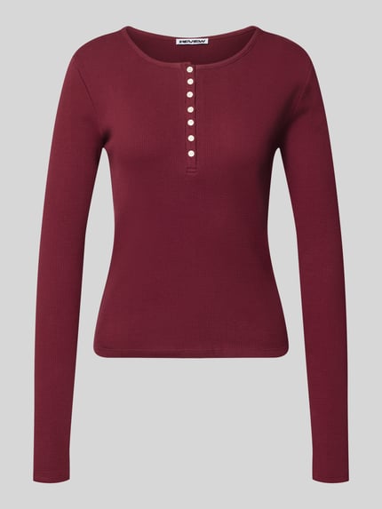 REVIEW Slim Fit Langarmshirt aus reiner Baumwolle Bordeaux 2