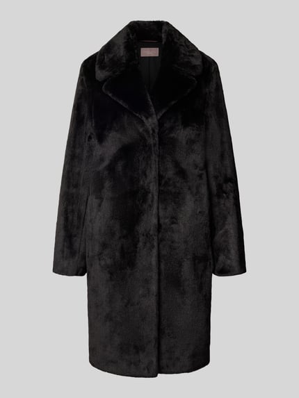Christian Berg Woman Selection Relaxed Fit Mantel aus Kunstfell mit Eingrifftaschen Black 1
