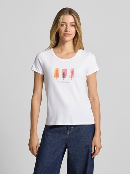 MORE & MORE T-shirt met motiefprint en ronde hals Wit - 4