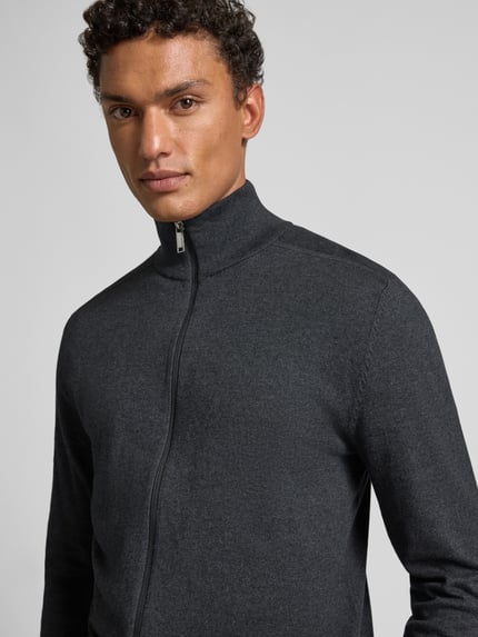 Selected Regular Fit Strickjacke aus reiner Baumwolle Modell 'BERG' Dunkelgrau 3