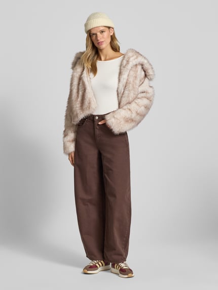 ONLY Relaxed fit jack van imitatiebont met haakjessluiting, model 'DAWN LIFE' Ecru - 1