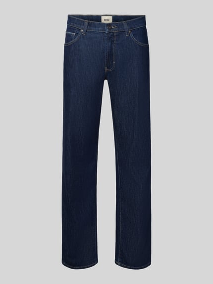 Produktfoto, dunkelblaue Relaxed Fit Jeans aus Baumwoll-Mix Modell 'Clint' von Brax, Herren Wide & Loose Fit Jeans, glatte Struktur, klare Nähte