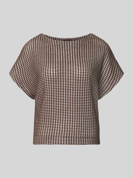 OPUS t-shirt o kroju regular fit z mieszanki bawełny model 'Gutina' Ciemnobrązowy 2