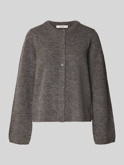 Selected Regular Fit Strickjacke aus Woll-Mix Modell 'LULU' Mittelgrau 2