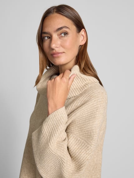 COMMA Relaxed Fit Strickpullover mit Woll-Anteil Sand 3