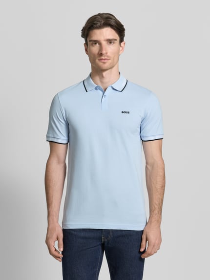 BOSS Green Slim Fit Poloshirt aus reiner Baumwolle Modell 'PAUL' Aqua 4