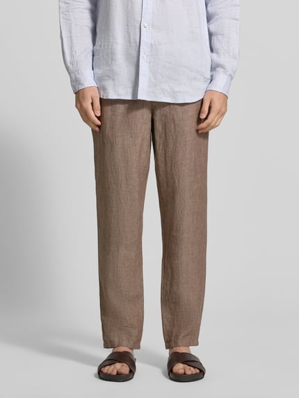 Brax Spodnie z lnu o kroju slim fit z czystego lnu model 'Fabio' Jasnobrązowy 4