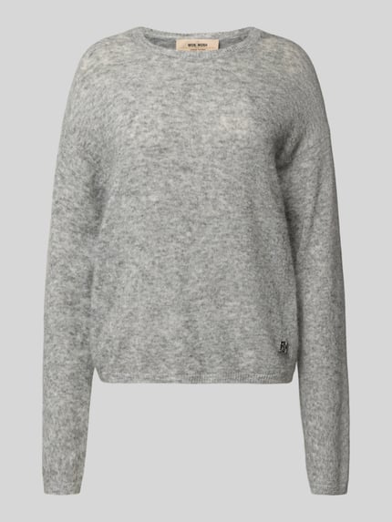 MOS MOSH Loose Fit Strickpullover mit Woll-Anteil Modell 'Mape' Mittelgrau Melange 2
