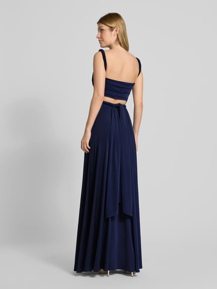 Rose Avenue Avondjurk met V-hals en tailleband Marineblauw - 5