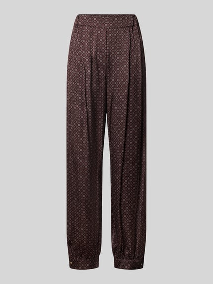 Produktfoto, Loose Fit Weite Hose mit Allover-Muster von Jake*s Collection, dunkelbraune Farbe mit feinem Muster und glatter Textur