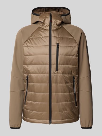 Produktfoto, Steppjacke mit Zweiwege-Reißverschluss Modell 'AINAN' von FIRE + ICE in Braun, Slim Fit, glatte und gesteppte Texturen, Kapuze, Reißverschlusstaschen, für Herren