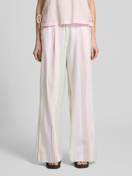 Smith and Soul wide leg broek met streepmotief Jeansblauw - 4