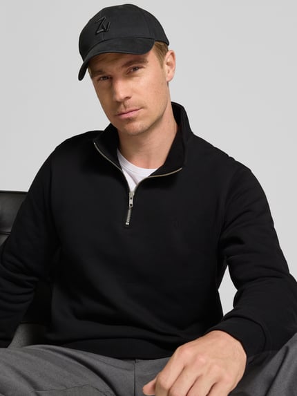 Les Deux Sweatshirt mit Troyer-Kragen Modell 'Norregaard' Black 3