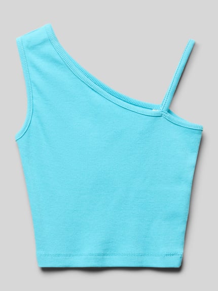 Blue Effect Top z prążkowanymi wykończeniami Turkusowy 1