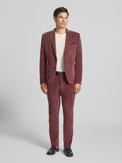 Zuitable Slim Fit Sakko aus Baumwoll-Mix in Cord-Optik Modell 'Nick' Bordeaux 1