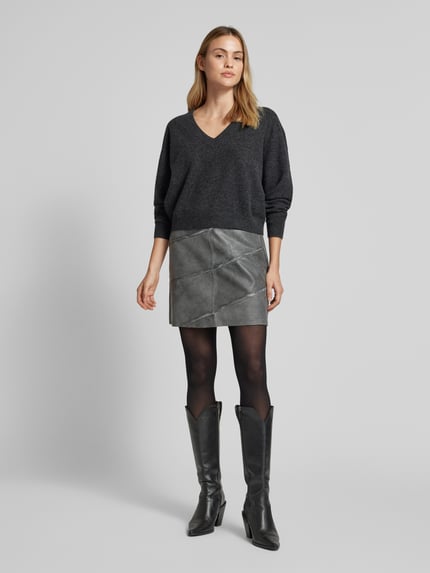 YAS Minirok met knoop- en ritssluiting model 'MAYA' Antraciet - 1