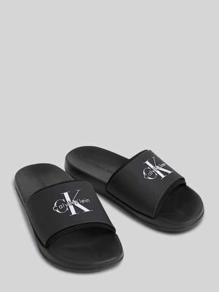 CK Calvin Klein Klapki basenowe z nadruk z logo Czarny 1