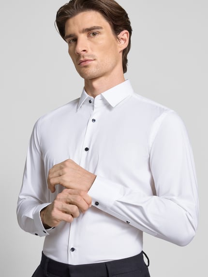 BOSS Slim Fit Businesshemd aus Baumwoll-Mix Modell 'HANK' Weiss 3