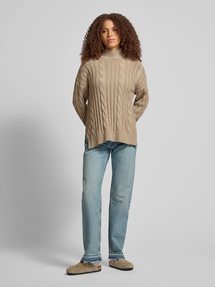 NOISY MAY® Strickpullover mit Stehkragen und Woll-Anteil Modell 'HAYDA' Camel 1