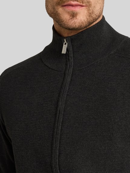 Tom Tailor Regular Fit Strickjacke aus reiner Baumwolle Dunkelgrau 3