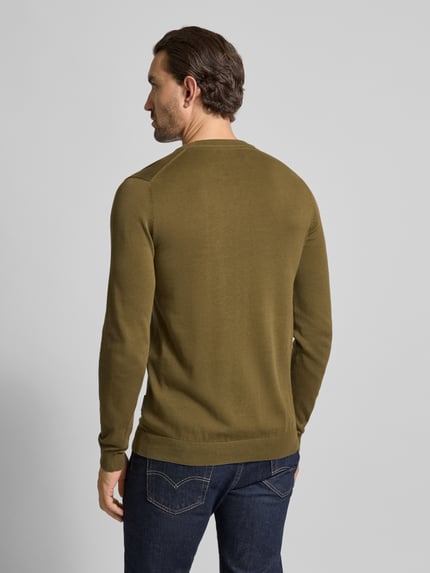 Casual Friday Strickpullover mit Rundhalsausschnitt Modell 'OSVALD' Oliv 5