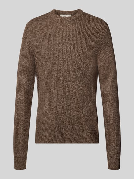 Produktfoto, Pullover mit Rippstrickstruktur Modell 'ONSJONAS' von ONLY in melierter Strickoptik, langarm, Rundhalsausschnitt, Regular Fit.