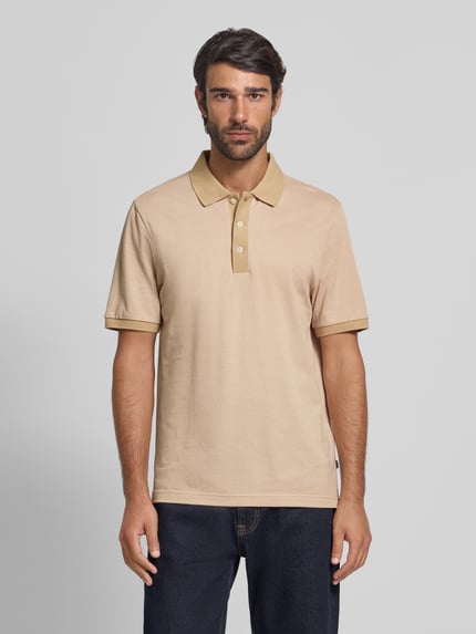 MAERZ Muenchen Koszulka polo o kroju slim fit z fakturowanym wzorem Piaskowy 4