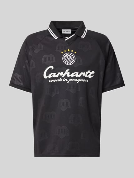 Produktfoto, schwarzes Funktionsshirt mit weißem Logo und Rundhalsausschnitt, Modell 'Terrace' von Adidas, Herren Regular Fit, Rückenlänge 71 cm bei Größe M