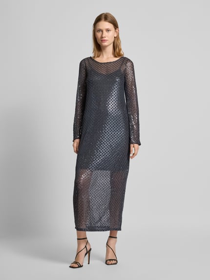 VERO MODA Paillettenkleid mit Gitterkaro aus Pailletten auf Mesh Modell 'SAFINA Anthrazit 4