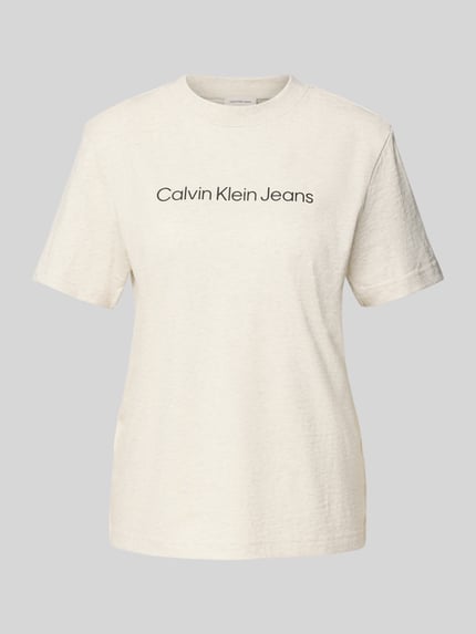 Calvin Klein Jeans T-shirt z nadrukiem z logo Écru 2