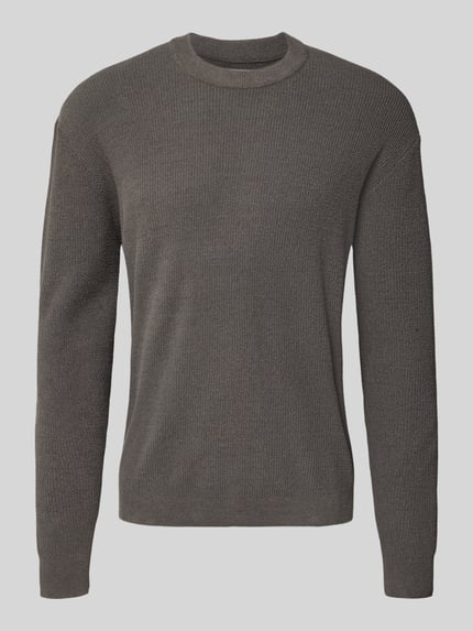 Jake*s Studio Men Sweter z dzianiny z prążkowanymi wykończeniami Ciemnoszary 2