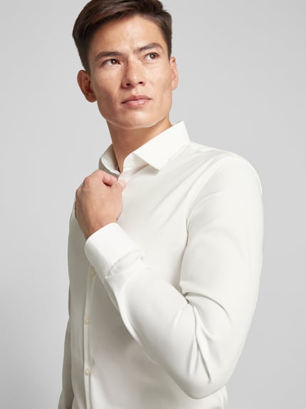 Jake*s Super Slim Fit Business-Hemd mit Knopfleiste Ecru 3