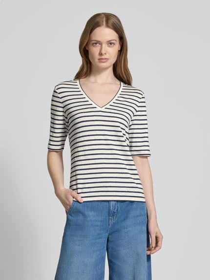 Weekend Max Mara T-shirt z dekoltem w serek model ‘OPZIONE’ Niebieski 4