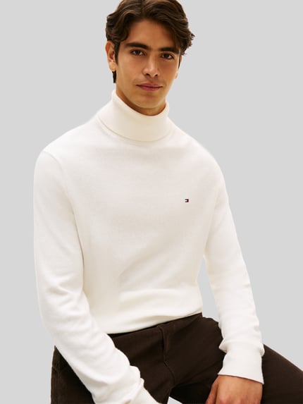 Tommy Hilfiger Regular Fit Rollkragenpullover aus Baumwoll-Kaschmir-Mix Offwhite 3