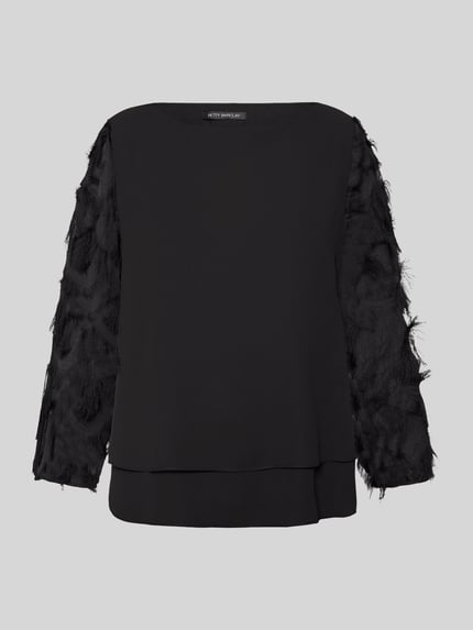 Betty Barclay Kurze Langarmbluse mit Fransendetails Black 2