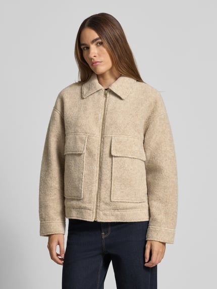 Jake*s Casual Regular fit jack met wol Beige gemêleerd - 4