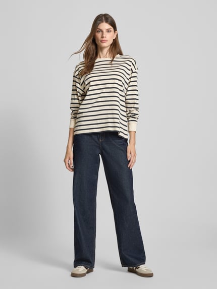 Jake*s Casual Longsleeve mit Rundhalsausschnitt Ecru 1