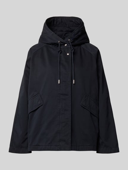 Produktfoto, Regular Fit Jacke aus reiner Baumwolle von Marc O'Polo in dunklem Unifarben mit Kapuze, Druckknöpfen und Pattentaschen