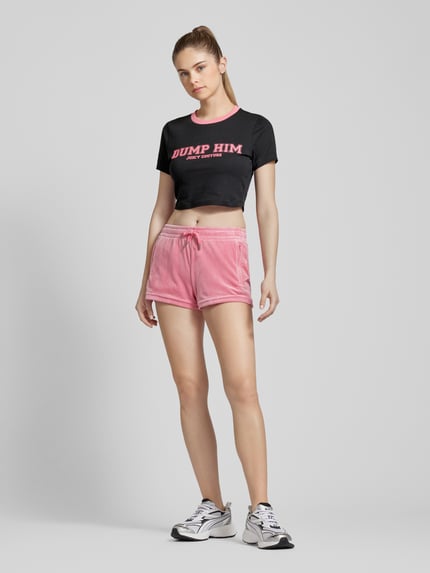 Juicy Couture T-shirt krótki z nadrukiem z napisem Czarny 1