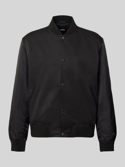 Produktfoto, Relaxed Fit blouson model 'H-COVER' van BOSS, look: effen kleuren, logo-applicatie, knoopsluiting, steekzakken, binnenzak, mouwboord en rompzoom geribd