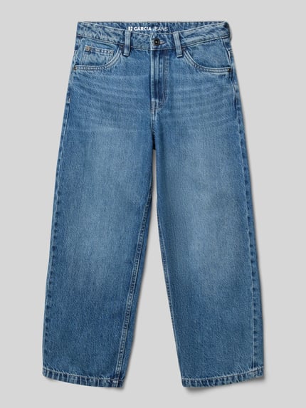 Produktfoto, Baggy Fit Jeans mit Eingrifftaschen Modell 'Jaysen' von Garcia aus bawełny, denim o niebieskim kolorze, szerokie nogawki, Szerokość w rozmiarze 140: 36 cm, długość nogawki od wewnątrz 59 cm