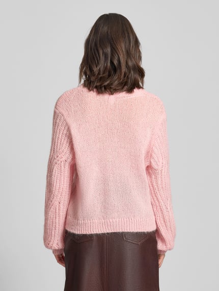 YAS Cardigan met alpaca en V-hals, model 'ZUMA' Roze - 5