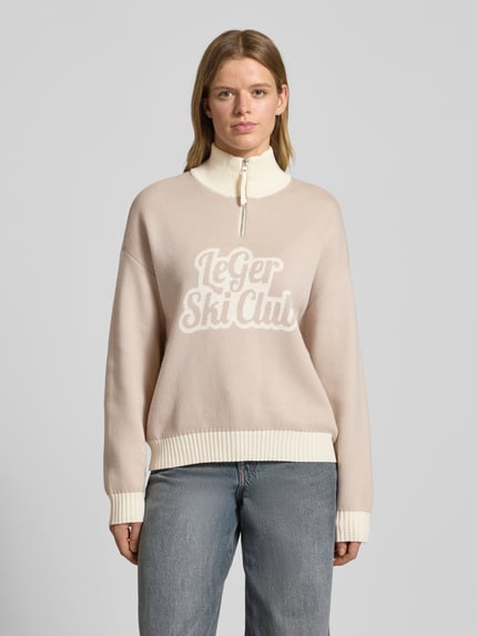 LeGer Oversized schipperstrui met opstaande kraag Model 'Charis' Beige - 4