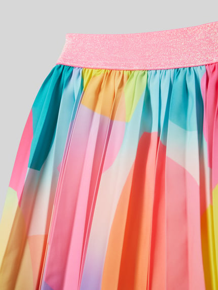 BILLIEBLUSH Plissérok met all-over motief Felroze - 2