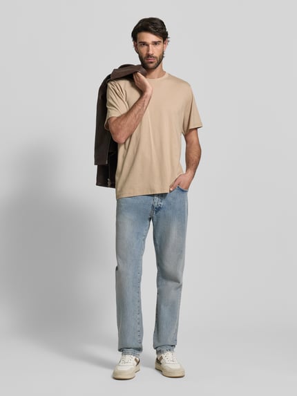 Selected Regular Fit T-Shirt aus reiner Baumwolle Modell 'ASPAN' Taupe 1