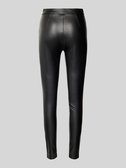 ONLY Spodnie o kroju slim fit z imitacji skóry z elastycznym pasem model ‘JESSIE’ Czarny 3